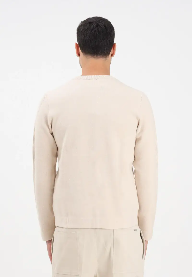 Maglioncino girocollo ALLEYNE beige da uomo con logo miniatura 3