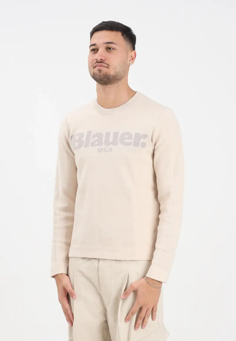 Maglioncino girocollo ALLEYNE beige da uomo con logo