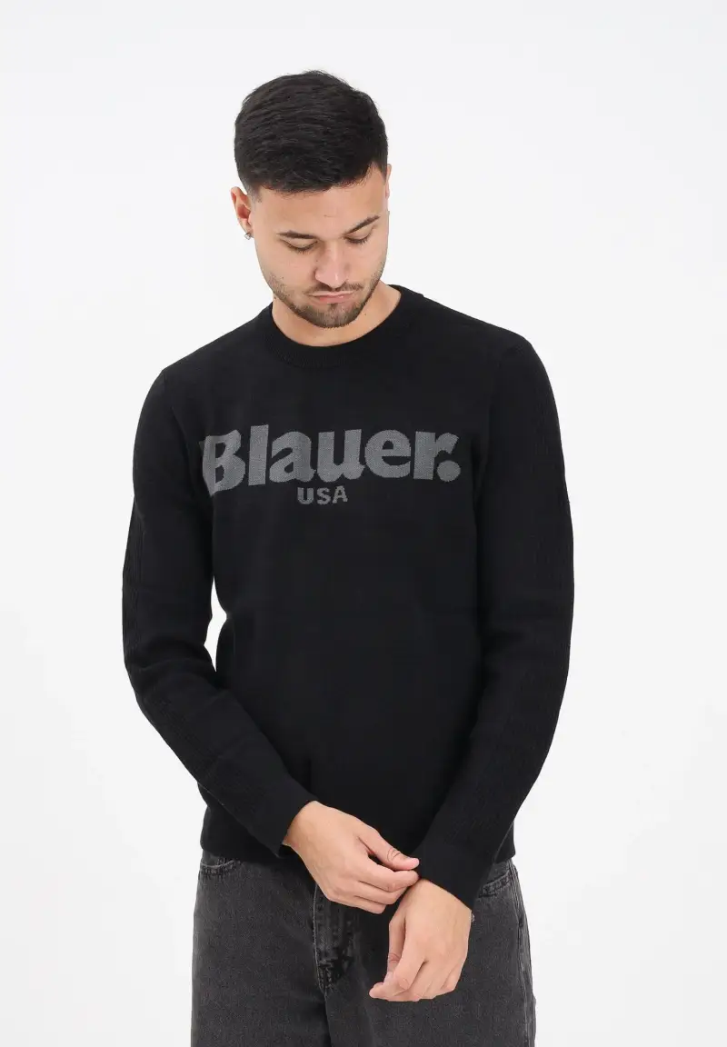 Maglioncino girocollo ALLEYNE nero da uomo con logo miniatura 2