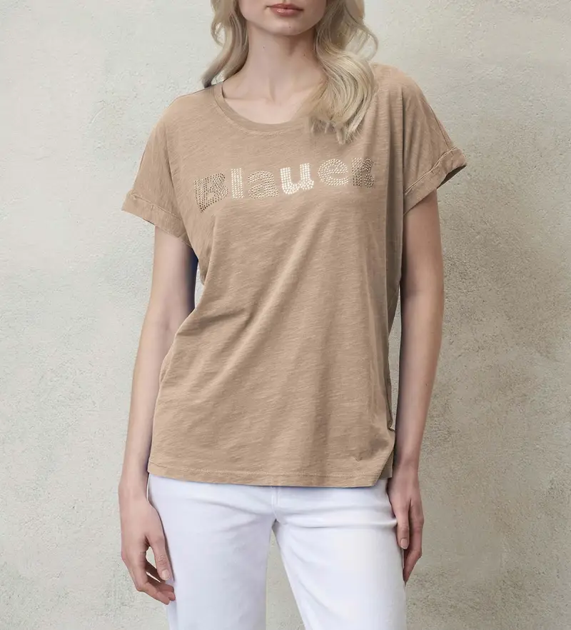 Blauer T-shirt Donna Beige 4034821