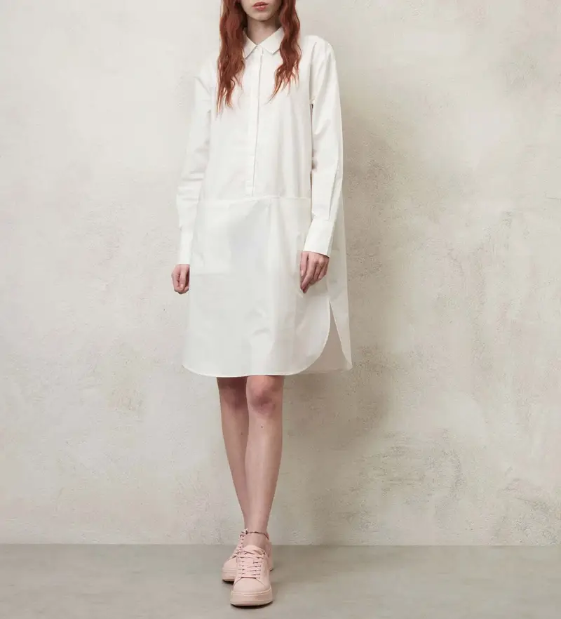 per donna 24SBLDV01298 Abito bianco con due tasche (M), Casual, Cotone, Manica lunga