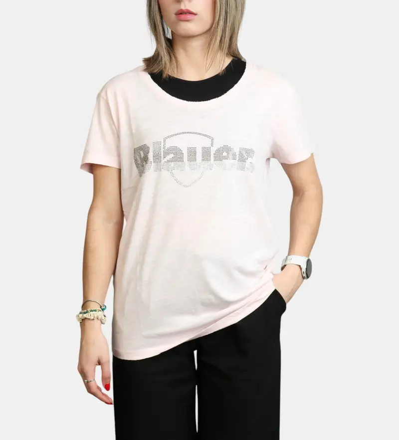 per donna. 25SBLDH02372 Maglietta con glitter rosa Graham (S), Casual, Cotone, Manica corta