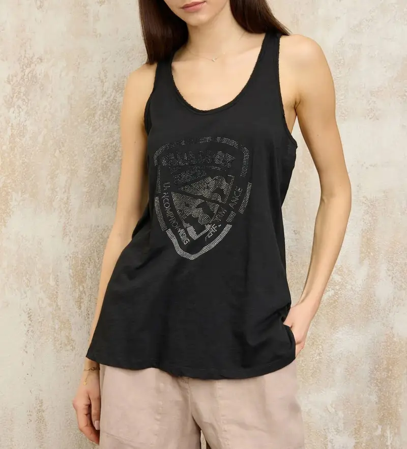 per donna 25SBLDH03371 Canotta nera (S), Nero, Casual, Cotone, Senza maniche / cinghie