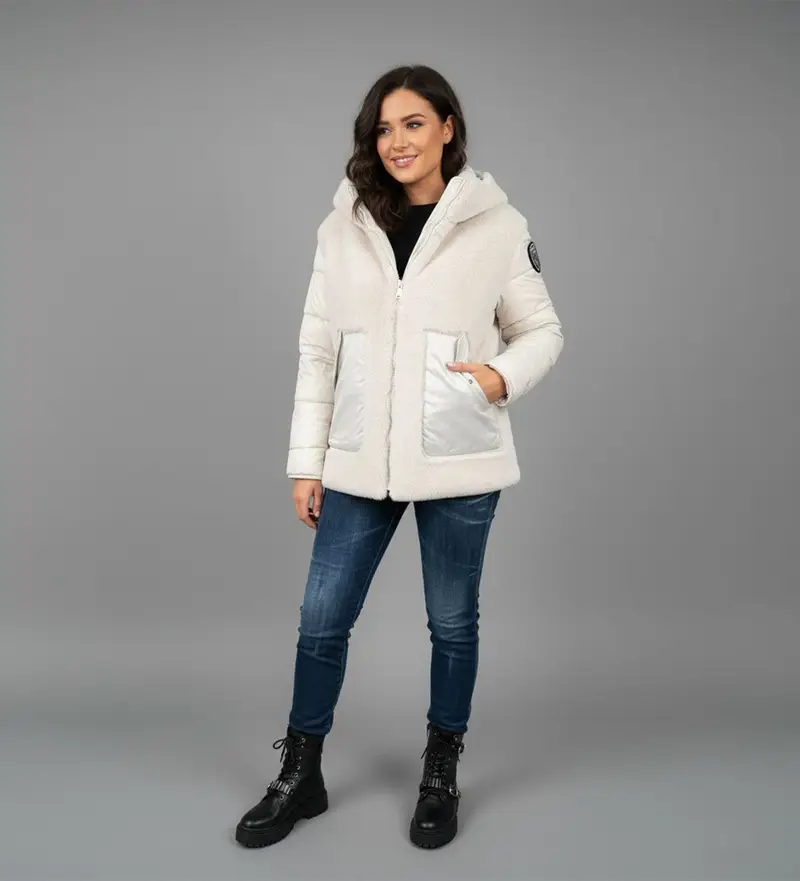 per donna 25WBLDB02106 Giacca Stella Bianca (L), Bianco, Casual, Poliestere, Poliamide, Manica lunga