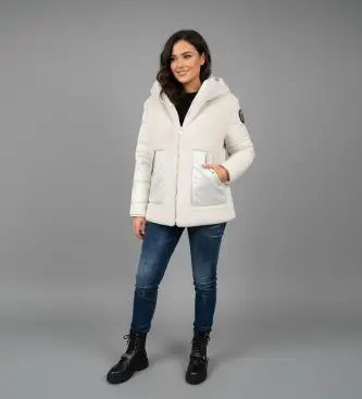 per donna 25WBLDB02106 Giacca Stella Bianca (M), Bianco, Casual, Poliestere, Poliamide, Manica lunga