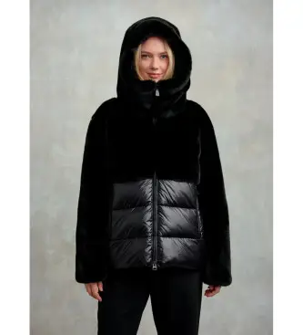 per donna 25WBLDC02178 Giacca in nylon con pelle Eco Fanevil nera (S), Nero, Casual, Poliamide