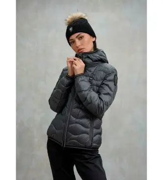 per donna 25WBLDC03095 Piumino con motivo ondulato Camellia grigio (XL), Casual, Poliamide