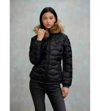 per donna 25WBLDC03096 Piumino nero Aldie con finiture in pelliccia (XL), Casual, Nylon