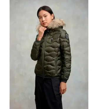 per donna 25WBLDC03096 Piumino verde Aldie con finiture in pelliccia (M), Casual, Nylon