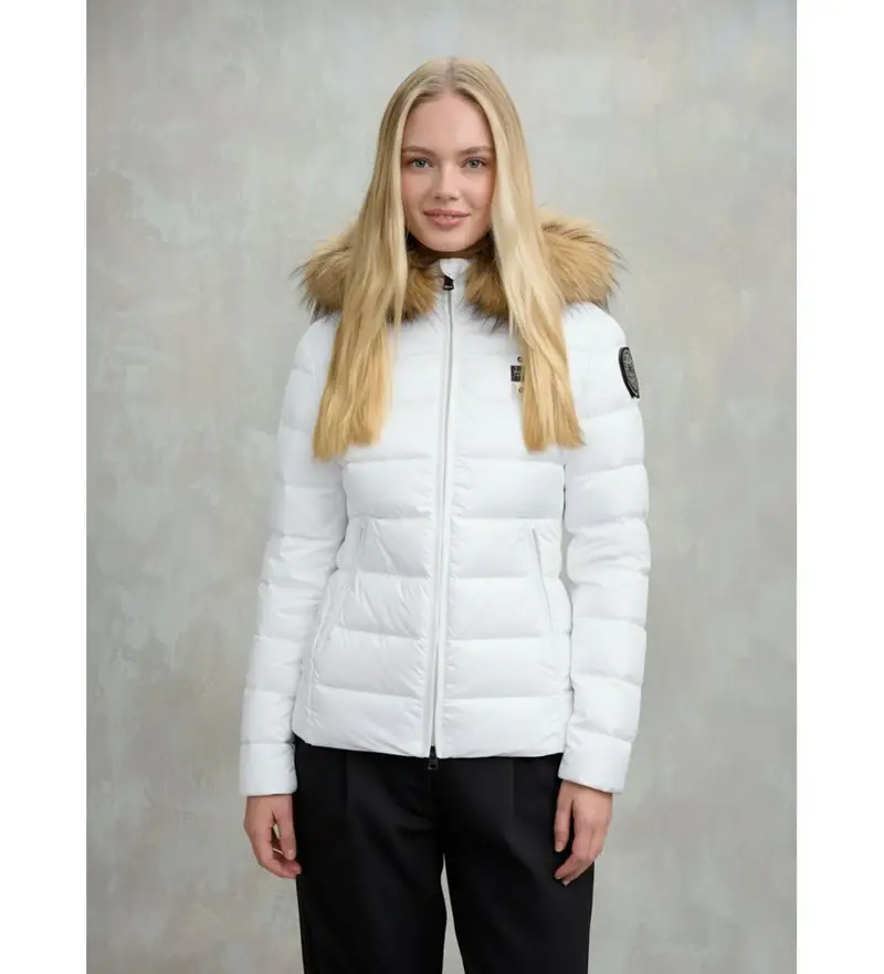 per donna. 25WBLDC03099 Piumino a righe bianche Arcadia (L), Bianco, Casual, Poliamide Pelle