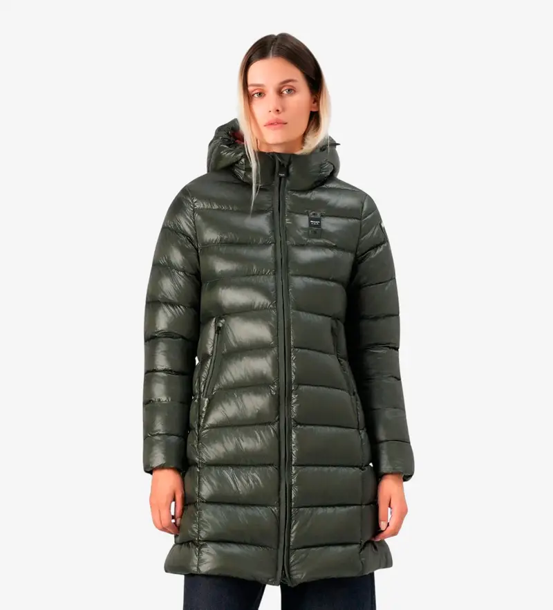 per donna 25WBLDK02069 Giacca lunga Adelaide verde (M), Casual, Poliamide