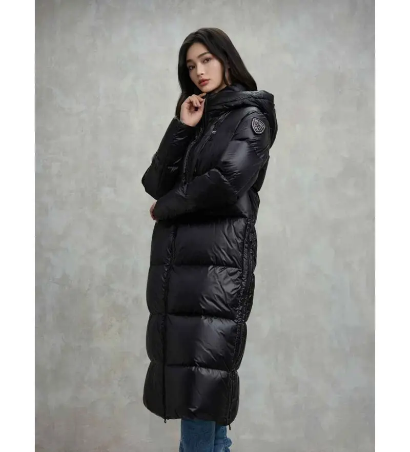 per donna. 25WBLDK03161 Piumino lungo nero Celia (L), Casual, Poliestere