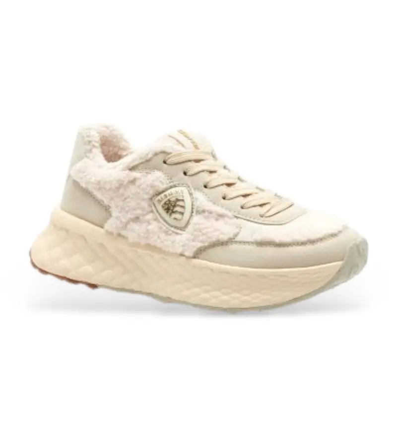 Blauer Sneakers beige Lynn 02 per donna in camoscio