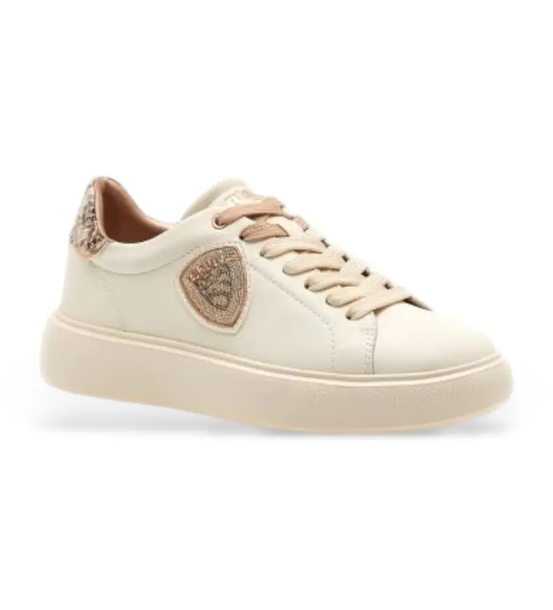 per donna F5VENUS01 Sneakers in pelle beige con logo (36), 1 a 3 cm, Stringhe, Casual