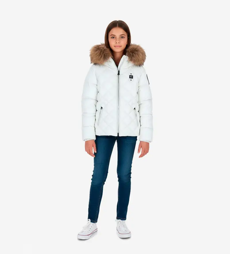 per donna/ragazza 25WBLGC03384 Mantello di loto bianco (16años= 176cm), Casual, Nylon, moda per bambini