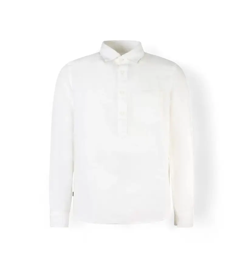 per uomo 24SBLUS01032 Camicia in lino bianco (XL), Casual, Manica lunga Blu