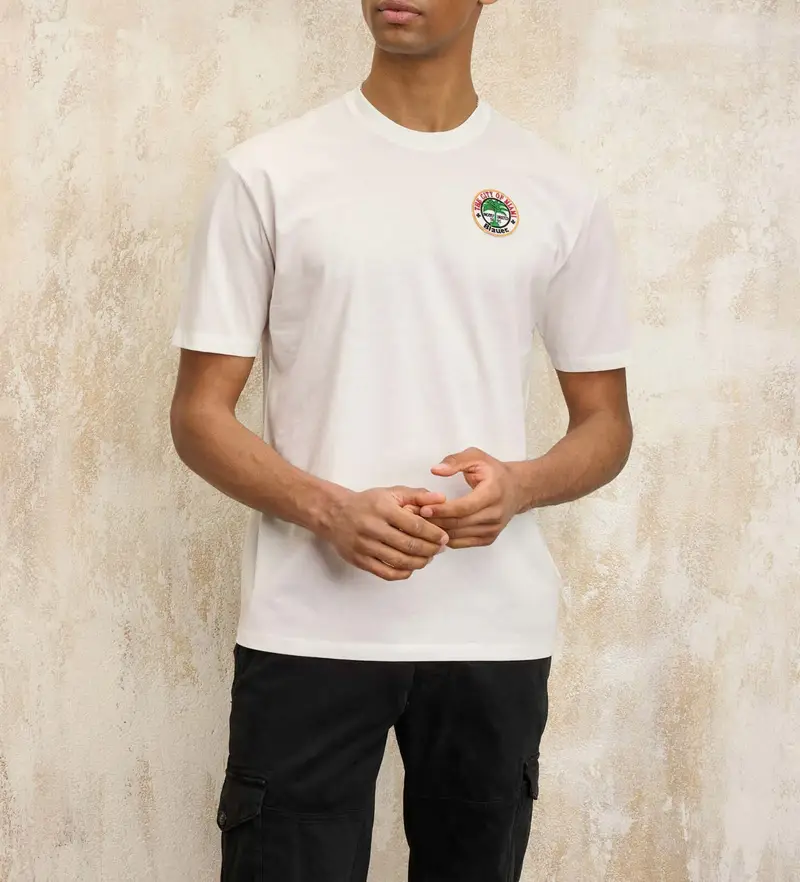 per uomo 25SBLUH02274 Maglietta bianca Miami Addington (L), Bianco, Casual, Cotone, Manica corta