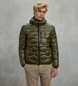 per uomo 25WBLUC03074 Giacca in piumino ondulato verde onda (L), Casual, Poliestere