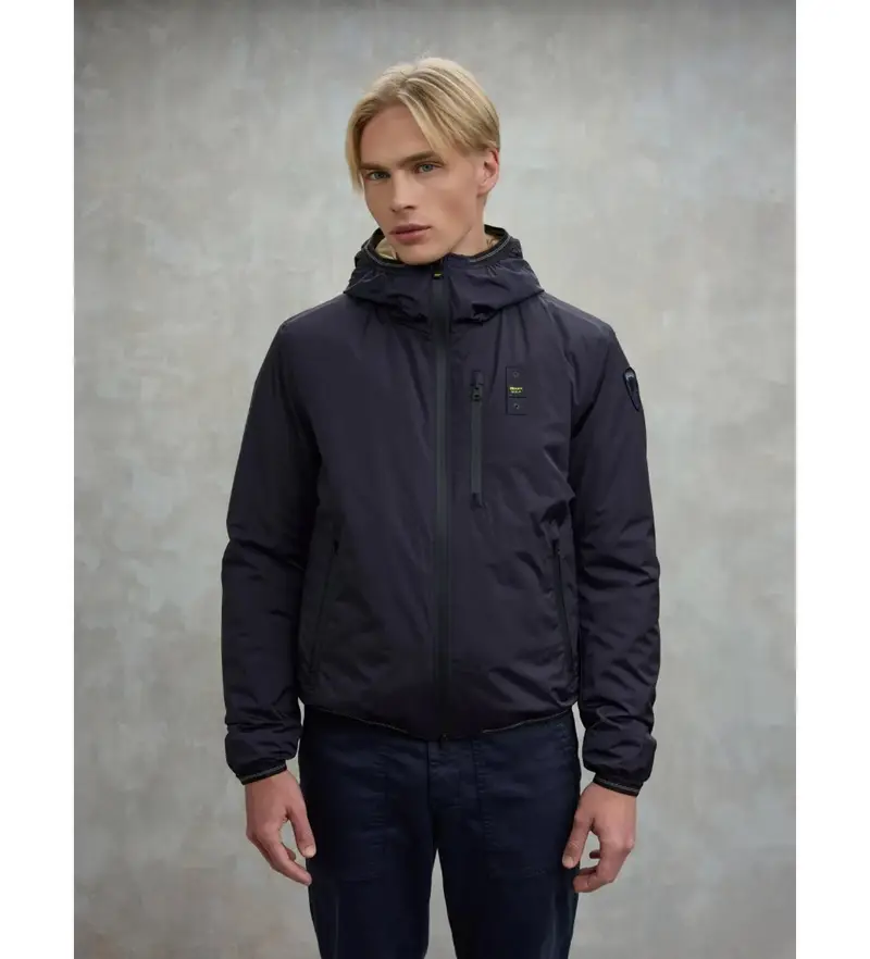 Blauer Giacca Uomo Nero con Interno in Ecopelle