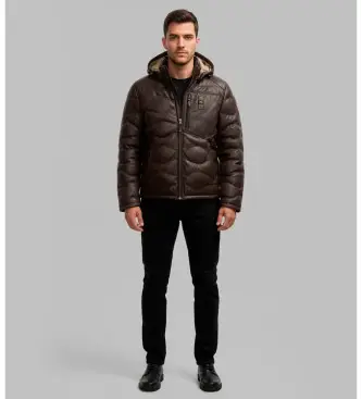 per uomo 25WBLUL01314 Cappotto di pelliccia marrone Drohan con motivo a onde (S), Casual, Pelle