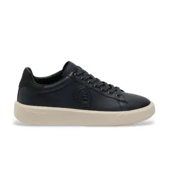 per uomo F5BUCK01 Sneakers in pelle blu navy Scarpa (45), Basso, Stringhe, Casual