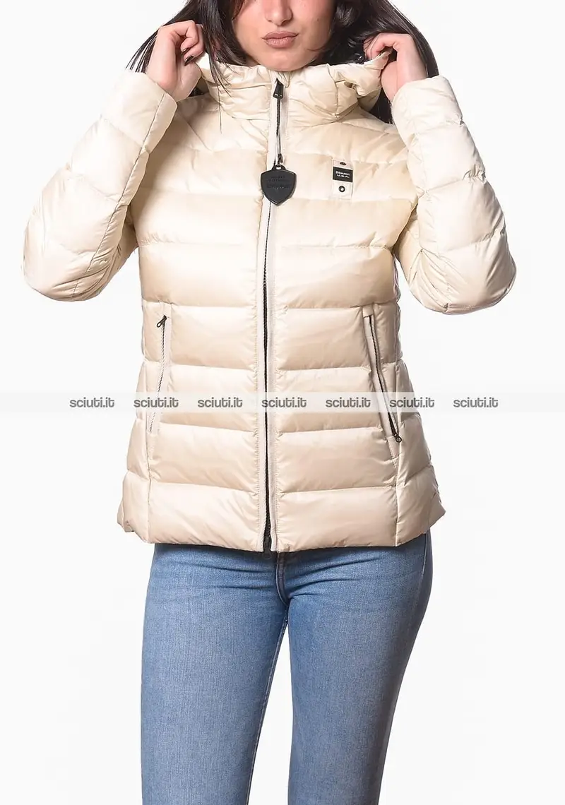 Piumino Blauer donna bianco panna Charme in vera piuma