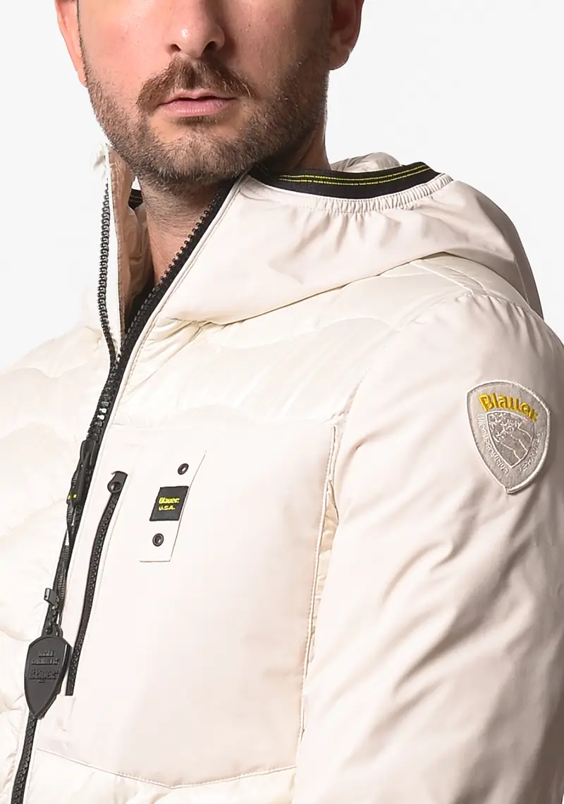 Piumino Blauer uomo bianco panna bitessuto Albert