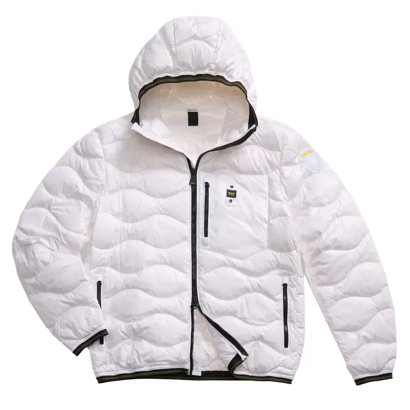 PIUMINO CON CAPPUCCIO AD ONDE WAWE Bianco