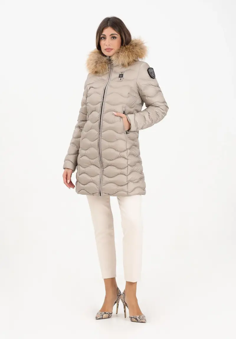 Piumino lungo LYNEL beige da donna miniatura 2