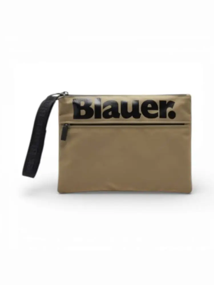 pochette coney03 in nylon beige con logo