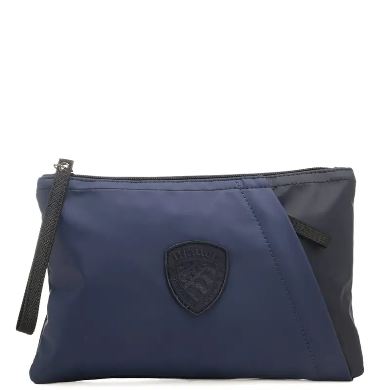 pochette da uomo in tessuto con design bicolor blu navy