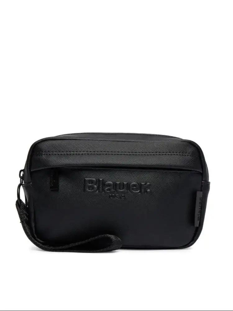 pochette uomo goy03 in ecopelle saffiano nera con logo