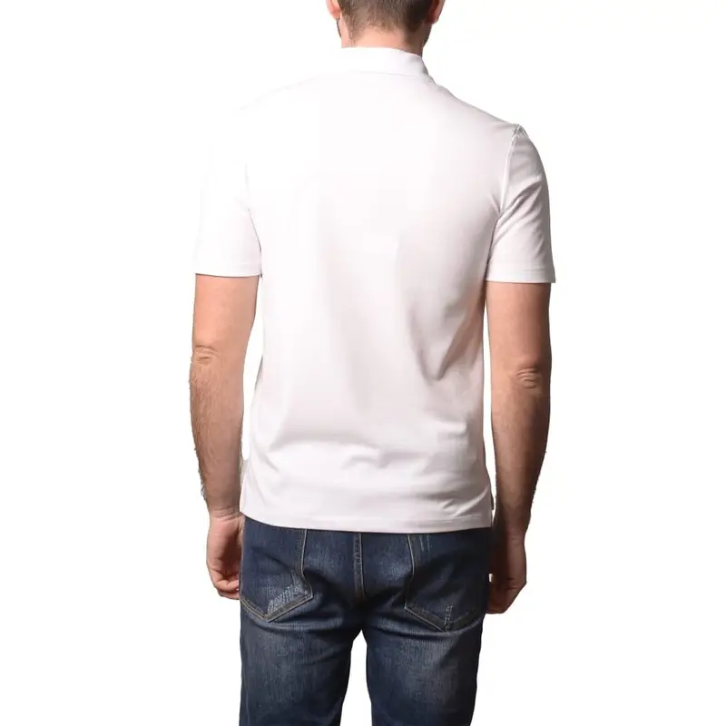 polo da uomo kemp in cotone con scudo loggato a contrasto colore sul davanti bianca miniatura 3