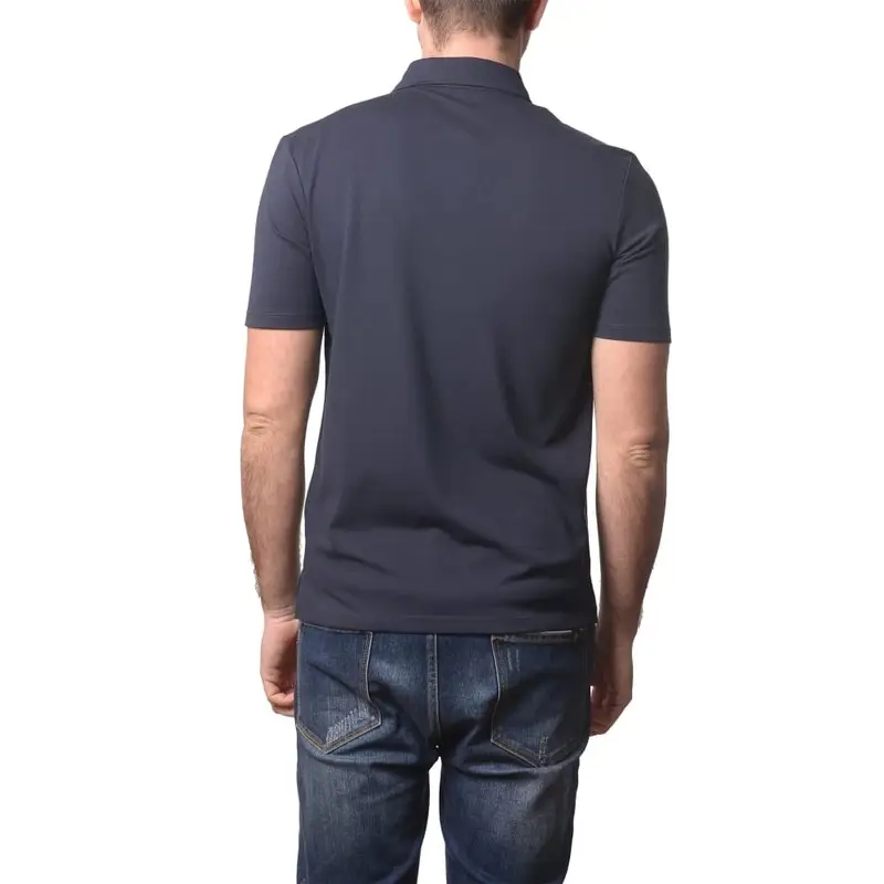 polo da uomo kemp in cotone con scudo loggato a contrasto colore sul davanti blu miniatura 3