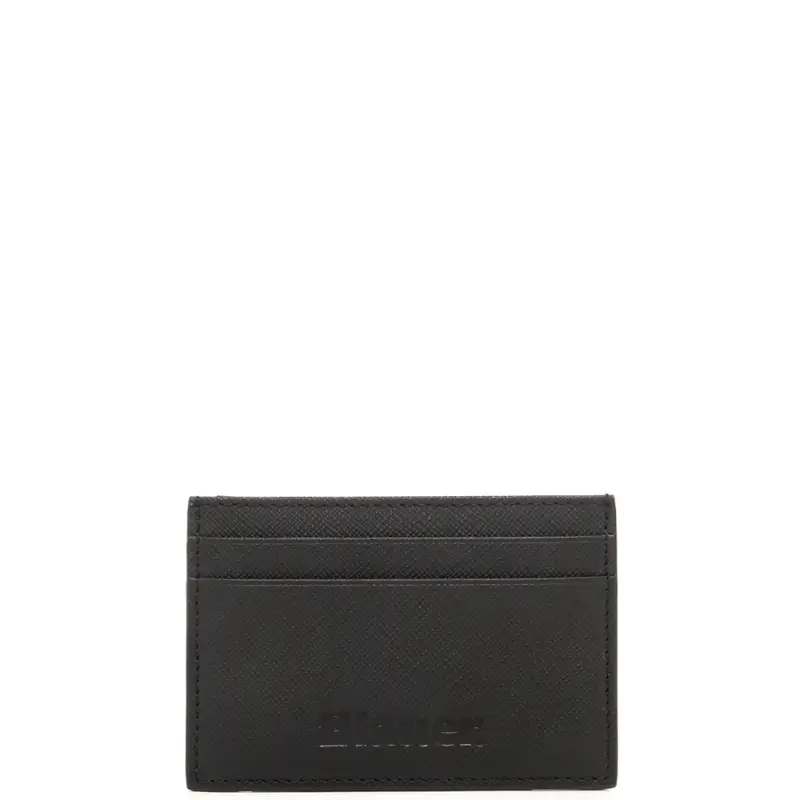 portacarte da uomo in pelle con logo lettering inciso sul davanti nero