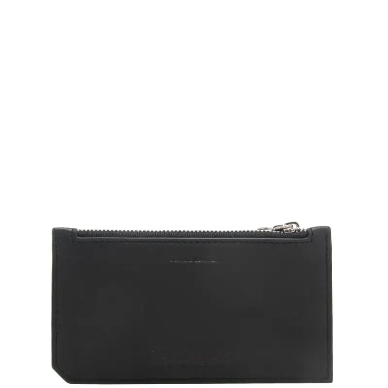 portacarte da uomo in pelle con scudo logato inciso nero miniatura 3