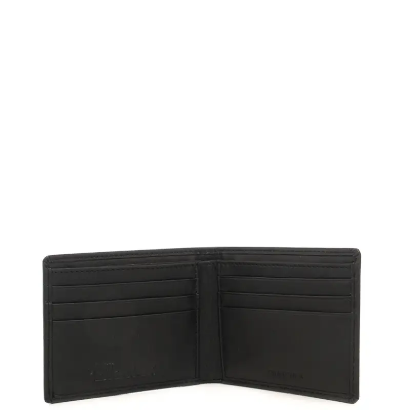 portafoglio a libro da uomo in pelle con logo lettering inciso sul davanti nero miniatura 3