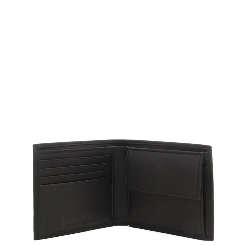 portafoglio a libro da uomo in pelle con scudo loggato inciso sulla parte frontale nero miniatura 2