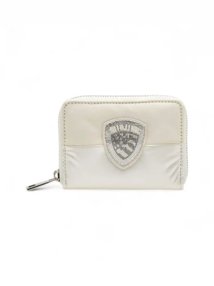 portafoglio palm03 in nylon bianco con logo strass