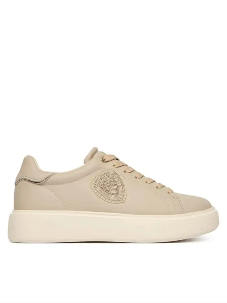 scarpe beige donna logo sul lato