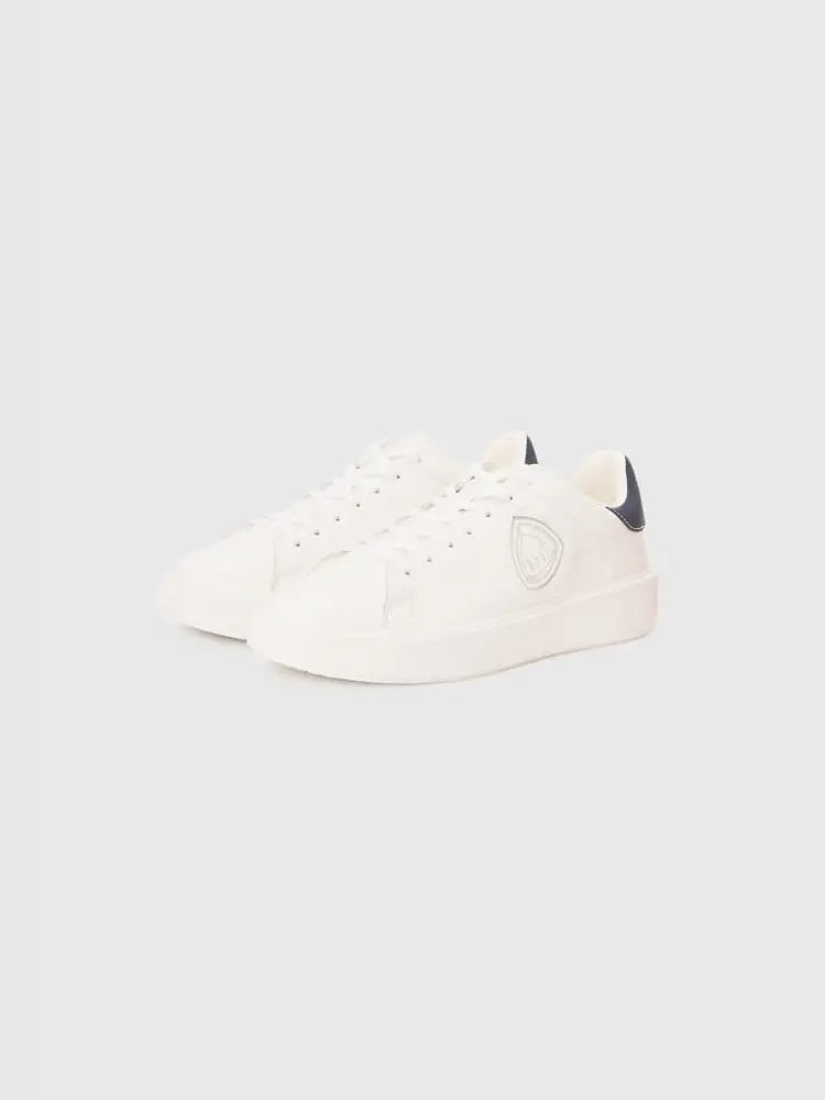 scarpe bianche navy uomo logo sul lato miniatura 3