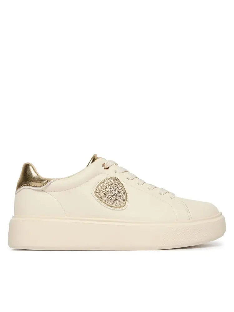 scarpe bianche oro donna logo sul lato