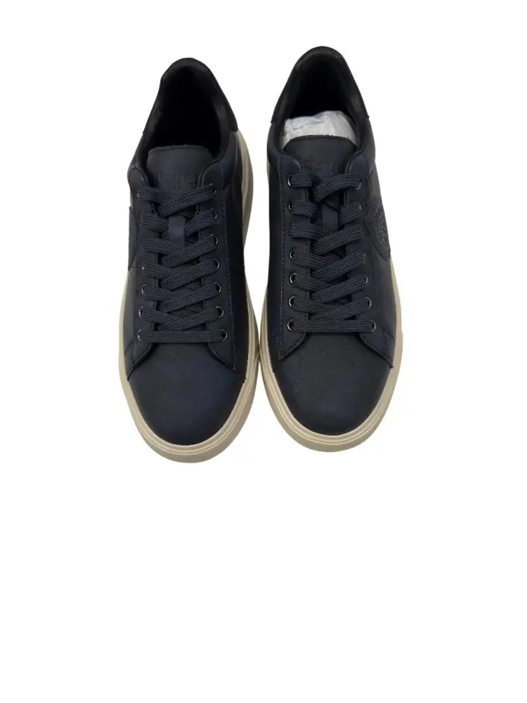 scarpe blu navy uomo patch logo sul lato miniatura 2