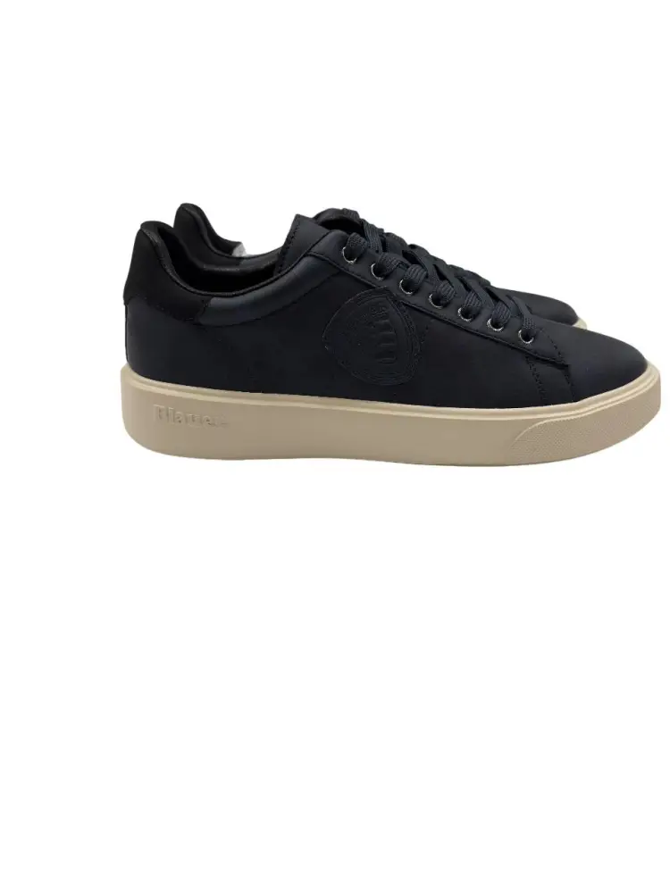 scarpe blu navy uomo patch logo sul lato