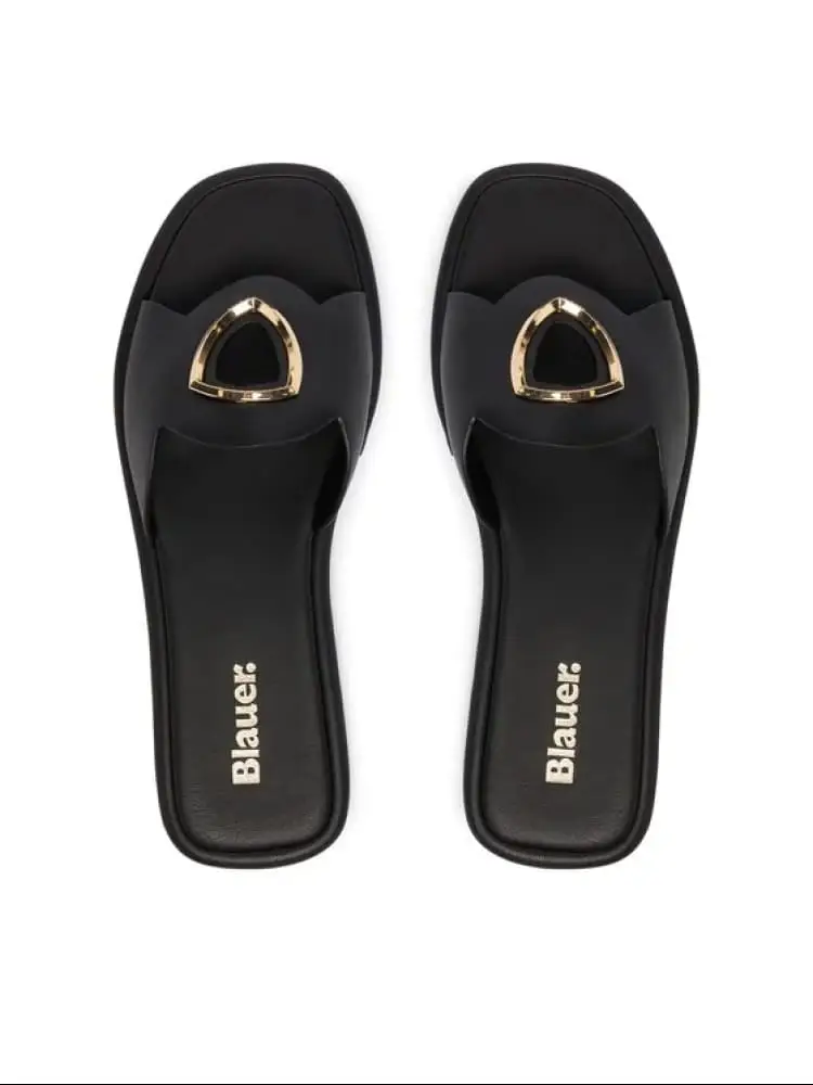 scarpe nere donna logo sul davanti miniatura 2