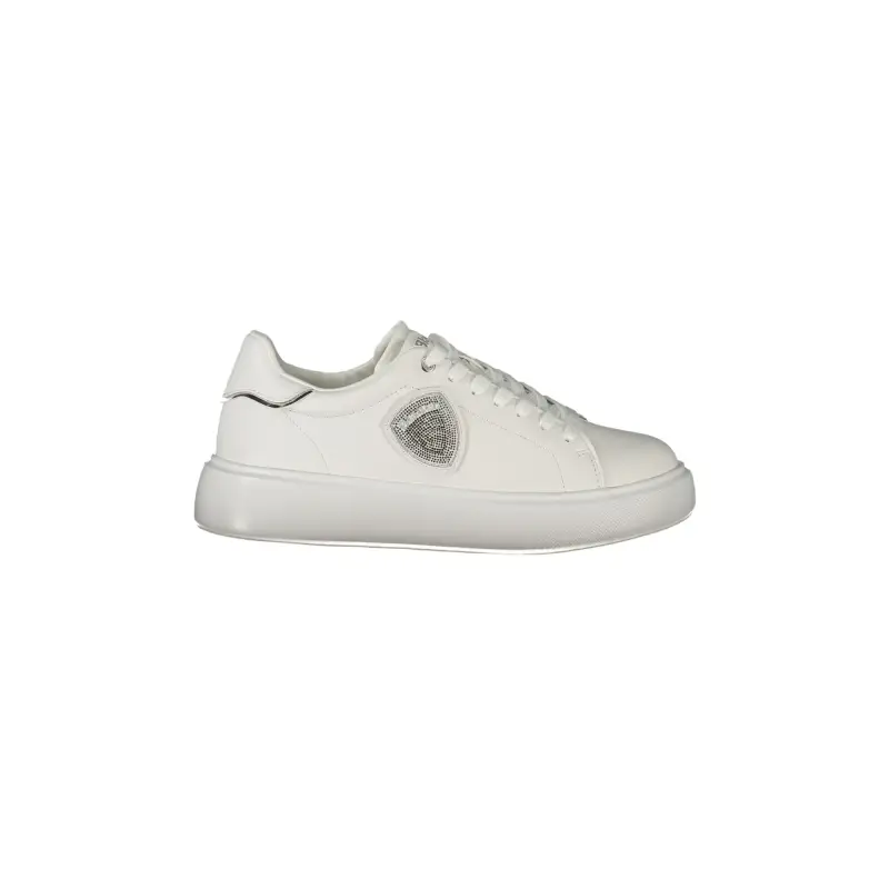 Scarpe Sneakers Donna Bianche con Dettagli Argento e Strass / Bianco