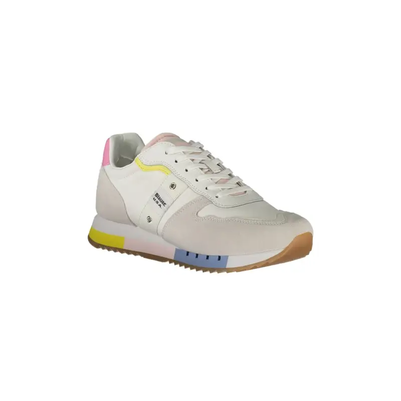 Scarpe Sneakers Donna Bianche con Lacci a Contrasto e Plantare Removibile / Bianco miniatura 2
