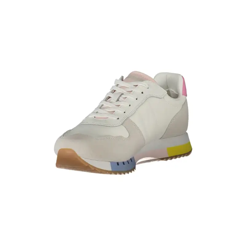 Scarpe Sneakers Donna Bianche con Lacci a Contrasto e Plantare Removibile / Bianco miniatura 3
