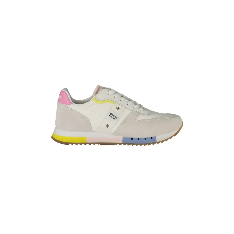 Scarpe Sneakers Donna Bianche con Lacci a Contrasto e Plantare Removibile / Bianco