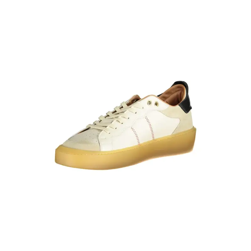 Scarpe Sneakers Uomo Bianche con Dettagli a Contrasto e Applicazione / Bianco miniatura 3